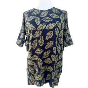 Lularoe Womens NWT Irma All Over Palm Leaf Oversized Short Sleeve Top XS F211